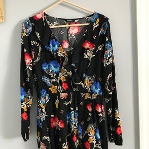 Long Sleeve Floral Wrap Dress